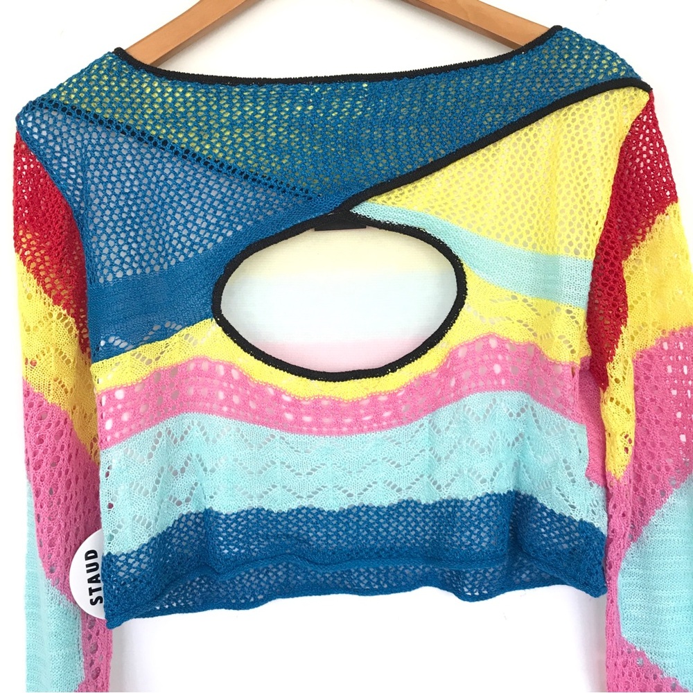 NWT Staud Rainbow Stripe Colorblock Sweater - Picture 6 of 9